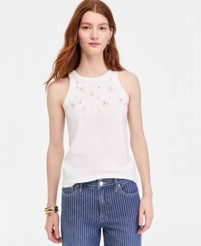 On 34th Women's Seashell-embellished High-neck Tank Top, Macy's Exclusive In White