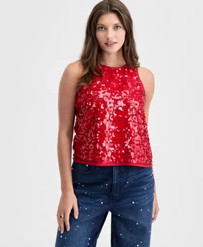 On 34th Women's Sequin Sleeveless Top, Macy's Exclusive In Red