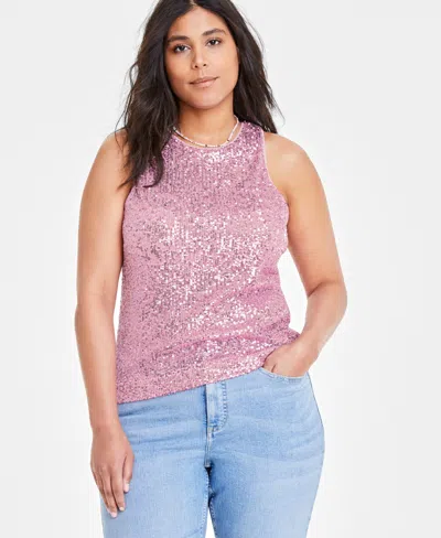 On 34th Women's Sequined Tank, Created For Macy's In Pink Lilac