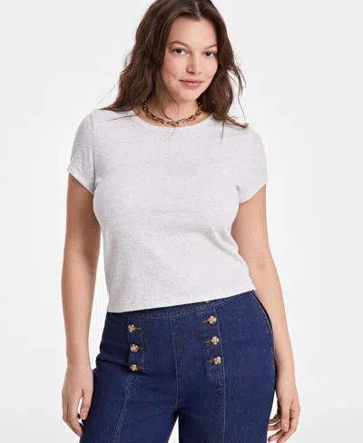 On 34th Women's Short-sleeve Crewneck Baby Tee, Exclusively At Macy's In Silver Heather