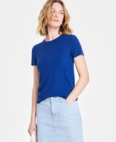 On 34th Women's Short-sleeve Crewneck Modal T-shirt, Created For Macy's In Blue