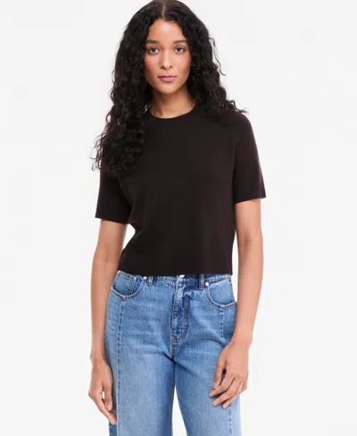 On 34th Women's Short-sleeve Easy Crewneck Sweater Tee, Macy's Exclusive In Ganache