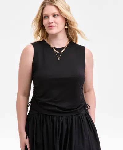 On 34th Women's Side-cinched Muscle Tank, Created For Macy's In Black