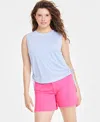 On 34th Women's Side-cinched Muscle Tank, Created For Macy's In Blue