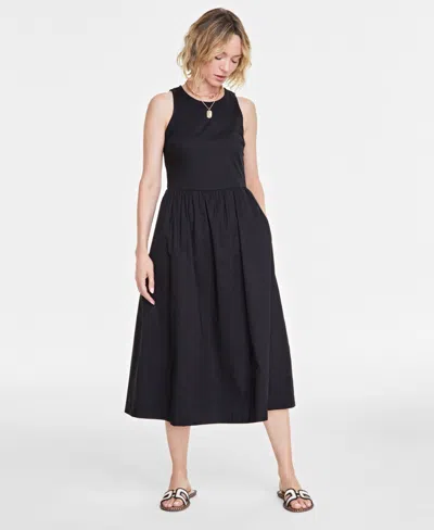 On 34th Women's Sleeveless Tank Midi Dress, Created For Macy's In Deep Black