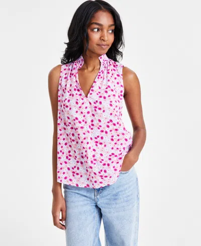 On 34th Women's Sleeveless Ruffle-neck Top, Created For Macy's In Calla Lilac