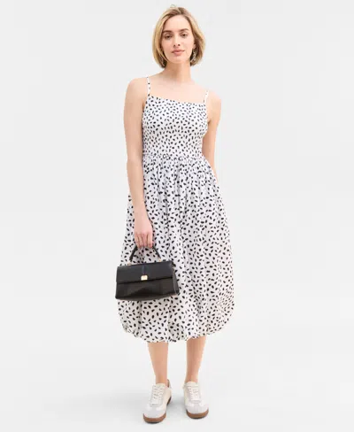 On 34th Women's Smocked Bubble-hem Midi Dress, Exclusively At Macy's In Bright White