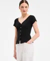 On 34th Women's Snap-front T-shirt, Exclusively At Macy's In Black