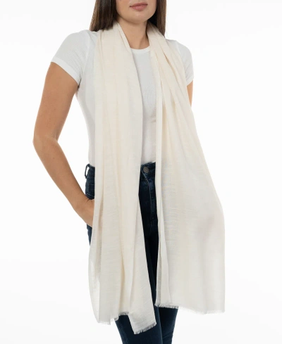 On 34th Women's Soft Sheen Fringe-trim Scarf, Created For Macy's In White