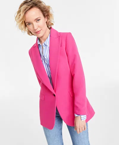 On 34th Women's Solid One-button Boyfriend Blazer, Created For Macy's In Fuschia