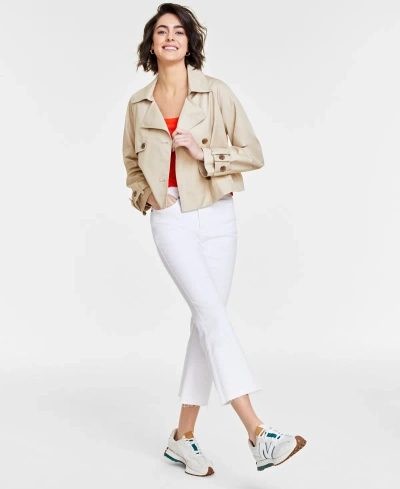 On 34th Women's Solid Short Double-breasted Trench Coat, Created For Macy's In Safari