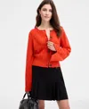 On 34th Women's Split-cuff Crewneck Cropped Cardigan, Macy's Exclusive In Red