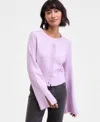 On 34th Women's Split-cuff Crewneck Cropped Cardigan, Macy's Exclusive In Pink