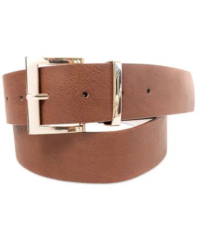 On 34th Women's Square-buckle Faux-leather Belt, Created For Macy's In Brown