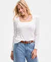 On 34th Women's Square-neck Puff-sleeve Top, Exclusively At Macy's In White