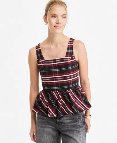 On 34th Women's Square-neck Peplum Tank Top, Macy's Exclusive In Gwendolyn Plaid