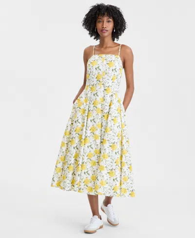 On 34th Women's Square-neck Seamed Fit & Flare Midi Dress, Macy's Exclusive In Multi