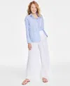 ON 34TH WOMEN'S STRIPE RELAXED-FIT SHIRT, CREATED FOR MACY'S