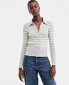 On 34th Women's Striped Collared Cardigan , Macy's Exclusive In Gray