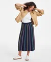 On 34th Women's Striped Pull-on Midi Sweater Skirt, Exclusively At Macy's In Intrepid Blue