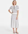 On 34th Women's Striped Pull-on Midi Sweater Skirt, Exclusively At Macy's In Winter Ivory