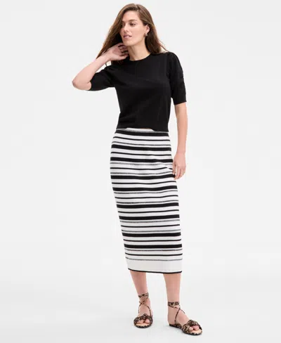 On 34th Women's Striped Sweater Maxi Skirt, Exclusively At Macy's In Black