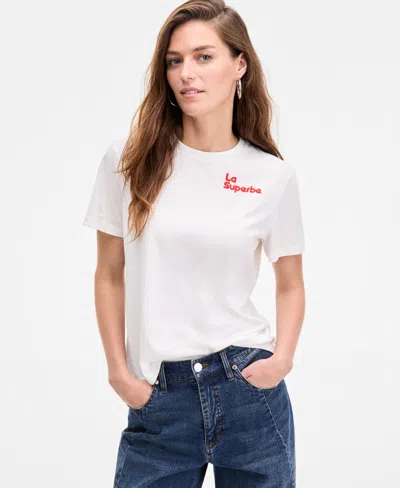 On 34th Women's Superbe Embellished Crewneck Tee, Exclusively At Macy's In White