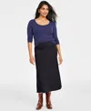 On 34th Women's Sweater-knit Trumpet Midi Skirt, Created For Macy's In Deep Black