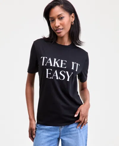 On 34th Women's Take It Easy Graphic T-shirt, Macy's Exclusive In Black