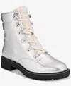 On 34th Women's Tandi Lace-up Booties, Created For Macy's In Silver Texture