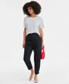 On 34th Women's Tapered Ankle-length Cargo Pants, Created For Macy's In Deep Black