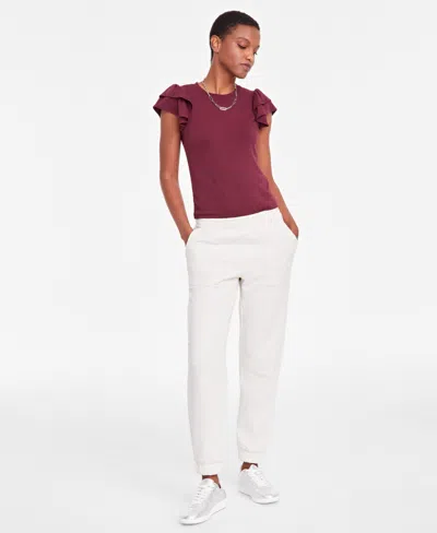 On 34th Women's Tapered Fleece Jogger Pants, Created For Macy's In Oatmeal He