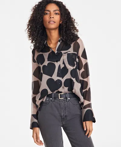 On 34th Women's Textured Relaxed Button Front Blouse, Exclusively At Macy's In Antique Blush