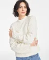 On 34th Women's Textured Mock-neck Sweater, Exclusively At Macy's In Natural Oat