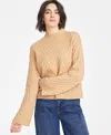 On 34th Women's Textured Mock-neck Sweater, Exclusively At Macy's In Warm Camel