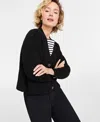 On 34th Women's Three-button Shaker Cardigan, Created For Macy's In Deep Black