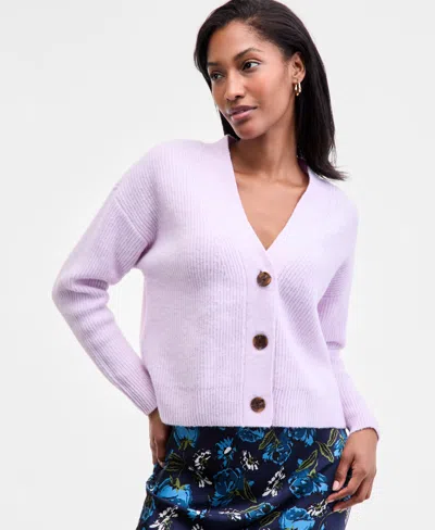 On 34th Women's Three-button Shaker Cardigan, Created For Macy's In Purple