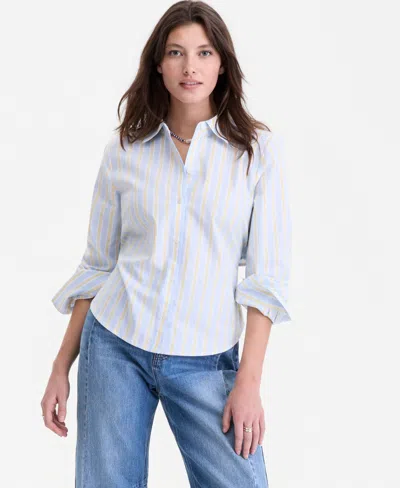 On 34th Women's Tie Back Button Down Shirt, Macy's Exclusive In Blue