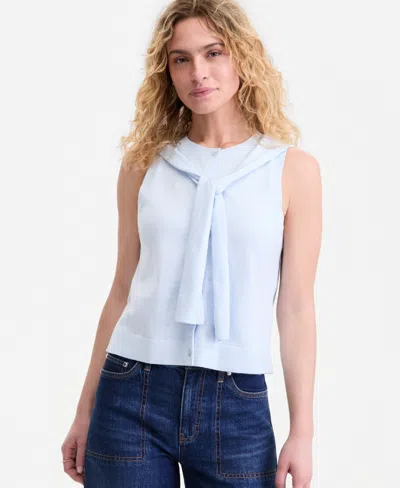 On 34th Women's Tie-neck Sleeveless Sweater, Macy's Exclusive In Blue