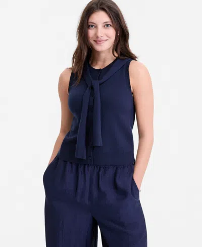 On 34th Women's Tie-neck Sleeveless Sweater, Macy's Exclusive In Blue