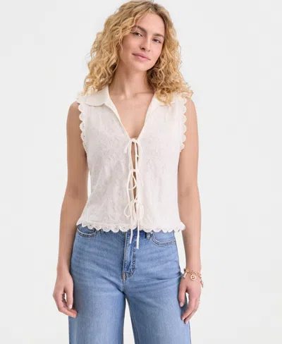 On 34th Women's Tie-front Sleeveless Crochet Sweater, Macy's Exclusive In White