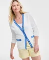 On 34th Women's Tipped Boyfriend Cardigan, Exclusively At Macy's In Washed White