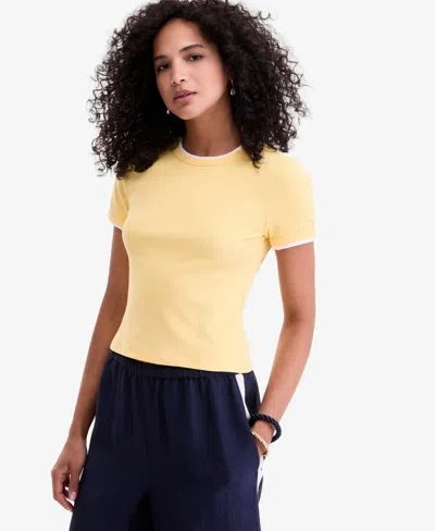 On 34th Women's Tipped Meet & Greet T-shirt, Macy's Exclusive In Brown