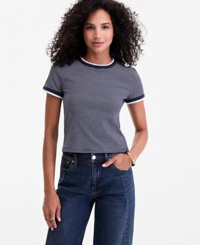 On 34th Women's Tipped Meet & Greet T-shirt, Macy's Exclusive In Blue