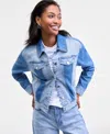 On 34th Womens Two Tone Denim Trucker Jacket Xxs 3x Macys Exclusive In Blue