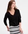 On 34th Women's V-neck Button-front Cardigan, Exclusively At Macy's In Black