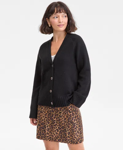 On 34th Women's V-neck Cardigan, Macy's Exclusive In Black