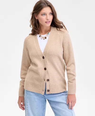 On 34th Women's V-neck Cardigan, Macy's Exclusive In Neutral