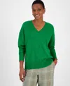 On 34th Women's V-neck Dropped-shoulder Sweater, Created For Macy's In Cabana Green