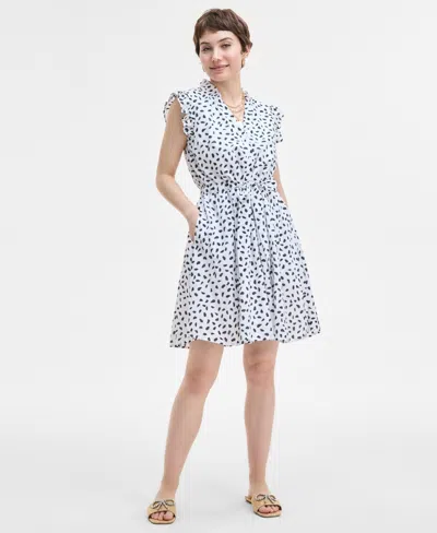 On 34th Women's V-neck Flutter-sleeve Mini Dress, Exclusively At Macy's In Bright White
